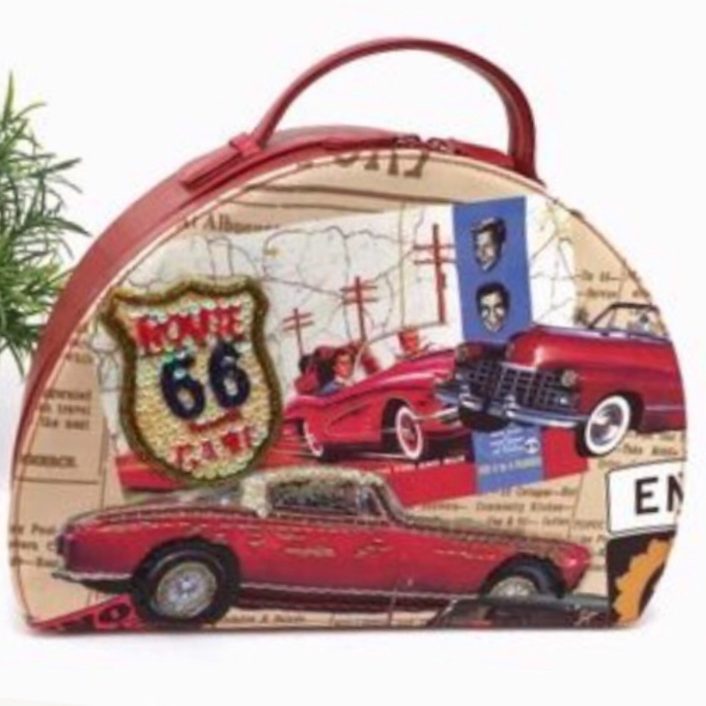 Route 66 Top Handle Travel Makeup Hard Train Case Vintage - Picture 9 of 9